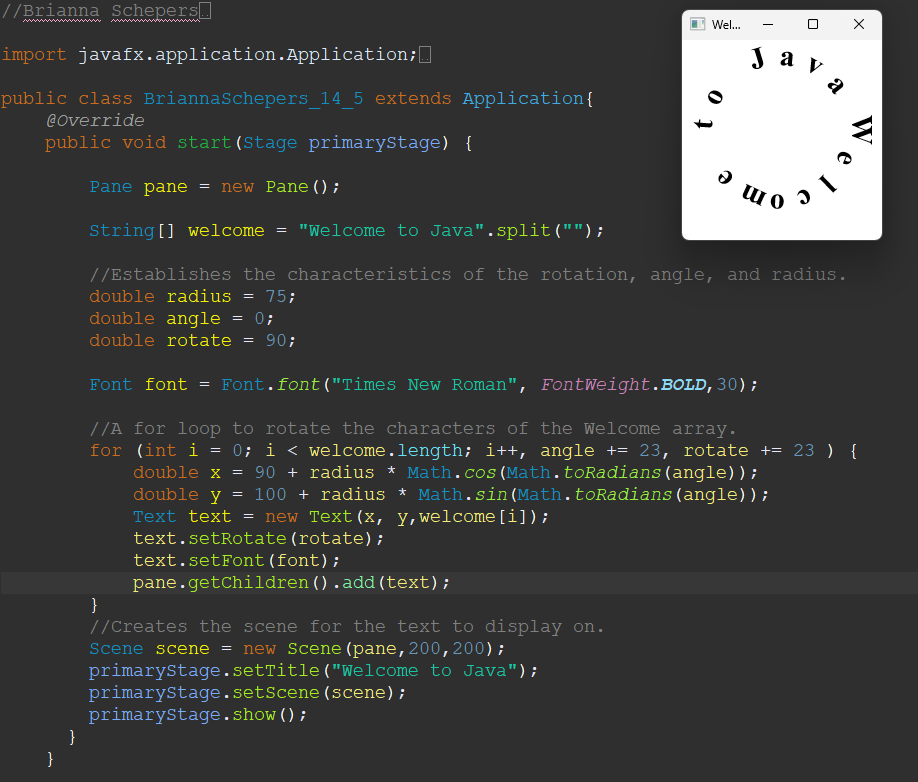 Java program to display string in circle