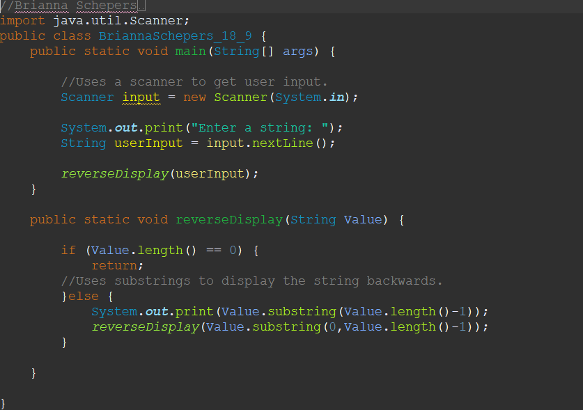 Java program to display string backwards